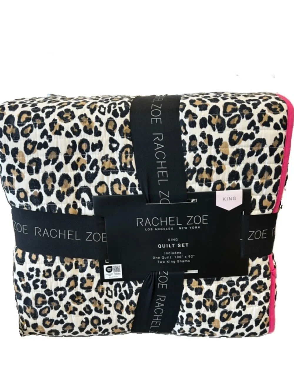 Rachel Zoe Animal Print King Brown, Black and Tan Quilt Set 106”x92”